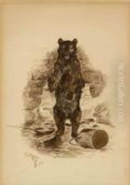 The Whisperin' Disturbs Mr. Bear Oil Painting by Charles Marion Russell