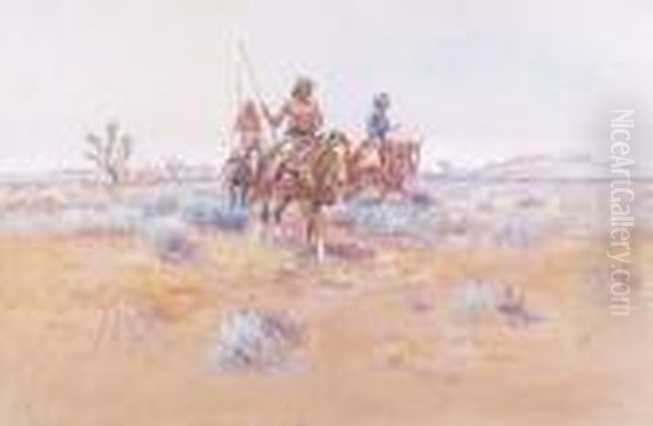 The Navajos Oil Painting by Charles Marion Russell