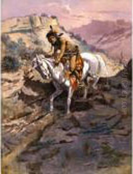 The Alert Oil Painting by Charles Marion Russell