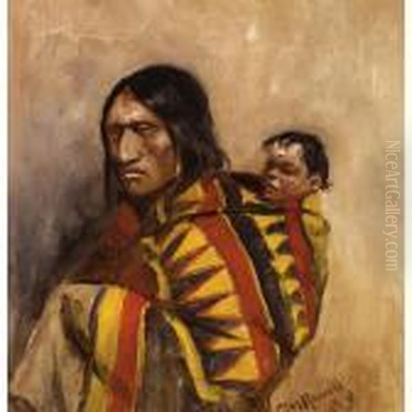 Stone-in-moccasin Woman Oil Painting by Charles Marion Russell