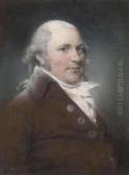 Portrait Of A Gentleman, Bust-length, In A Brown Coat Oil Painting by John Russell