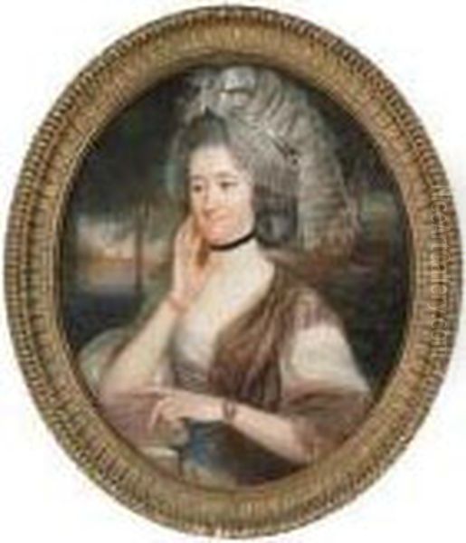 Portrait Of Lady Hill, Nee Mary Pole, Wife Of Sir Rowland Hill Oil Painting by John Russell