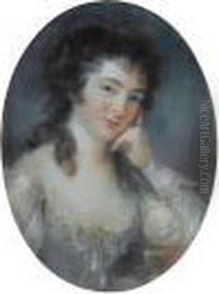 Portrait De Jeune Fille Accoudee Sur Un Livre Oil Painting by John Russell