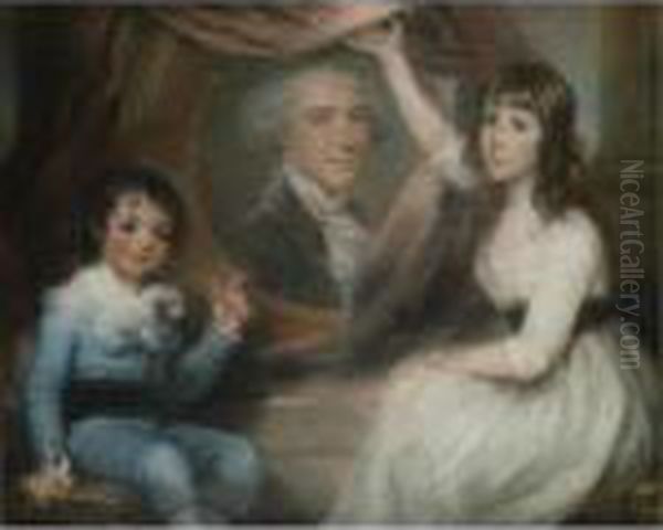 Portrait Of Judge William Garrow With Two Children Oil Painting by John Russell