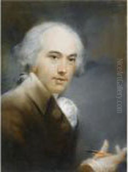 Self-portrait, A Pencil In His Right Hand Oil Painting by John Russell