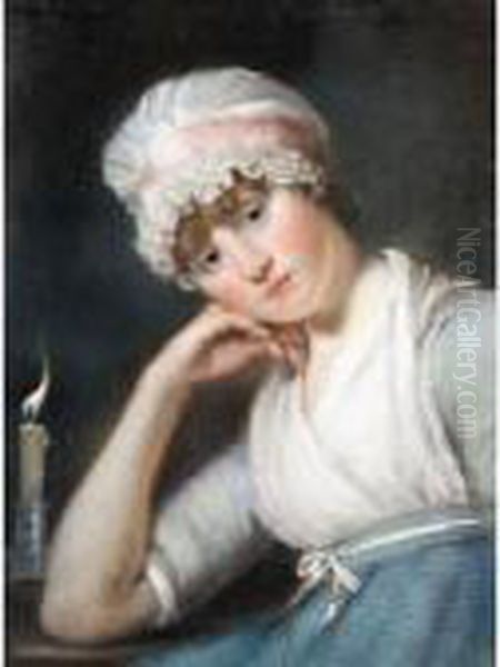 Portrait Of A Young Lady With A Bonnet Oil Painting by John Russell