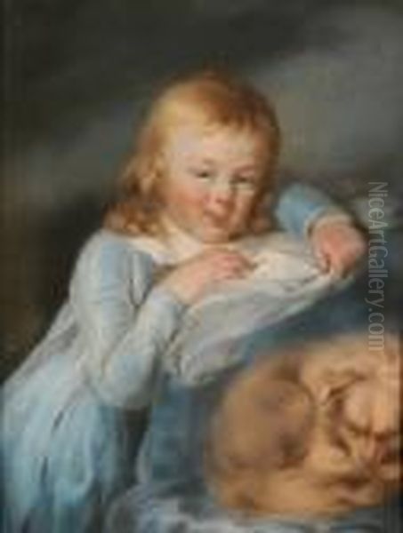 A Portrait Of Charles Dawkins As A Boy, With A Sleeping Dog Oil Painting by John Russell