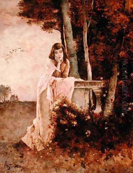 Daydreaming Oil Painting by Alfred-Emile-Leopole Stevens