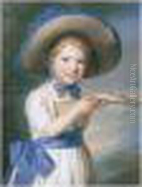 Portrait Of A Boy Holding A Toy Gun Oil Painting by John Russell