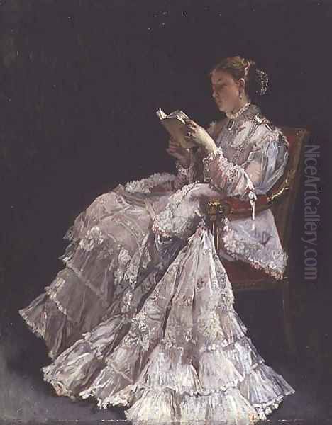 The Reader, c.1860 Oil Painting by Alfred-Emile-Leopole Stevens