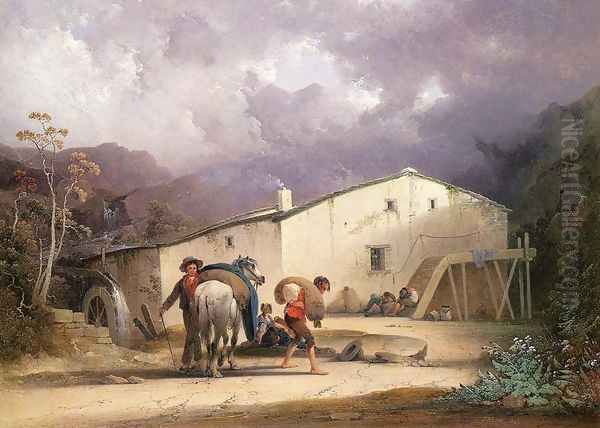 Old Mill, Miller and Horse Oil Painting by Joshua Shaw