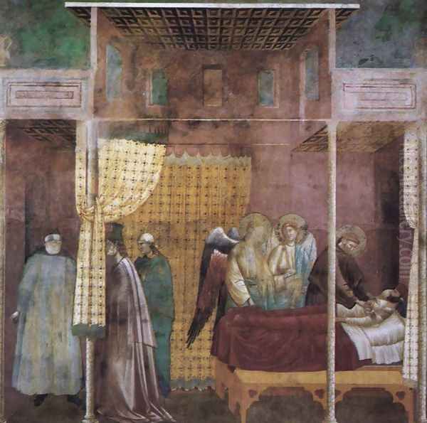 Legend of St Francis- 26. The Healing of a Devotee of the Saint c. 1300 Oil Painting by Master of Saint Cecilia