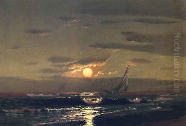 Moonlight Sailing Oil Painting by Warren W. Sheppard