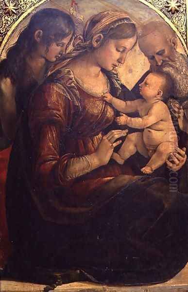 The Holy Family with St. John the Baptist Oil Painting by Luca Signorelli