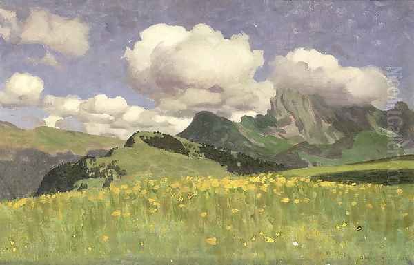 A Field of Marigolds, Lower Alps, 1902 Oil Painting by Adrian Scott Stokes