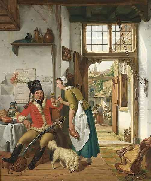 Interior of an Inn 1825 Oil Painting by Abraham van, I Strij