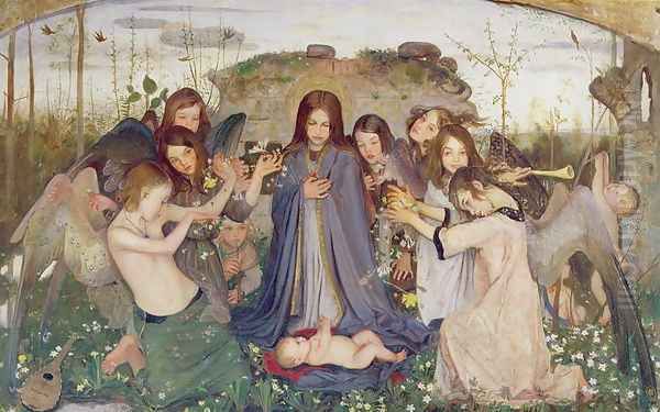 Madonna and Child with Angels, c.1925 Oil Painting by Mark Lancelot Symons