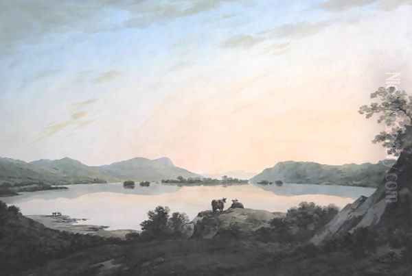 Lake Windemere from Calgarth with Belle Isle Oil Painting by John Warwick Smith