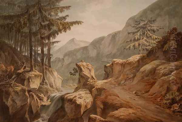 Mount Splugen, Swiss-Italian Border Oil Painting by John Warwick Smith