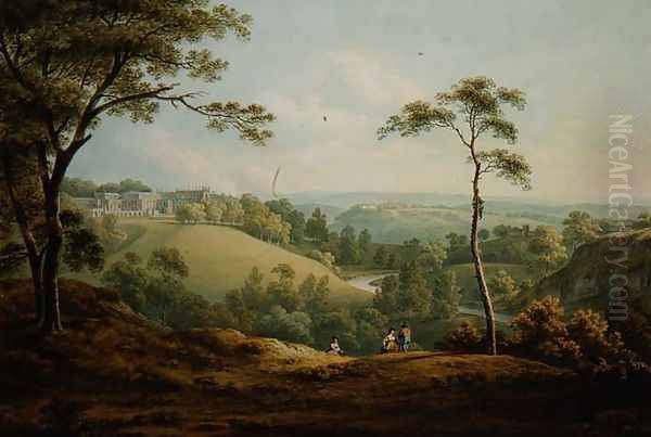 The Bishops Palace, Auckland Castle, with the Deercote Beyond Oil Painting by John Warwick Smith