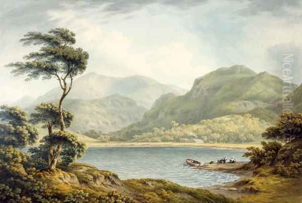 The Upper end of Coniston Lake, Lancashire, 1801 Oil Painting by John Warwick Smith