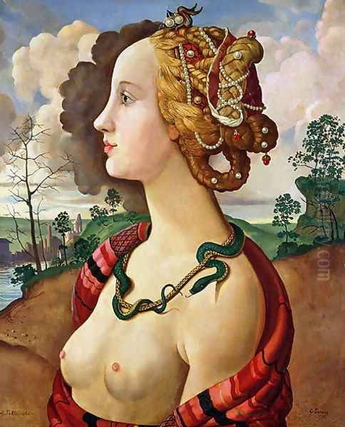 Copy of Simonetta Vespucci (1453-76) by Sandro Botticelli (1444-5-1510) Oil Painting by Konstantin Andreevic Somov