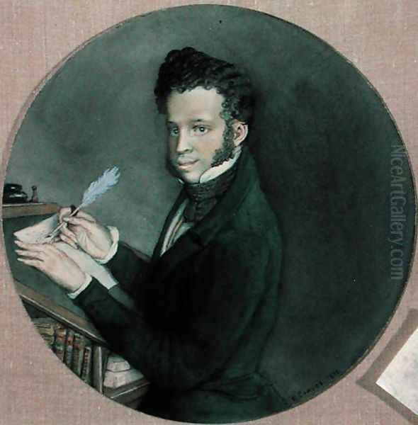 Alexander Pushkin (1865-1911) at Work, 1899 Oil Painting by Konstantin Andreevic Somov