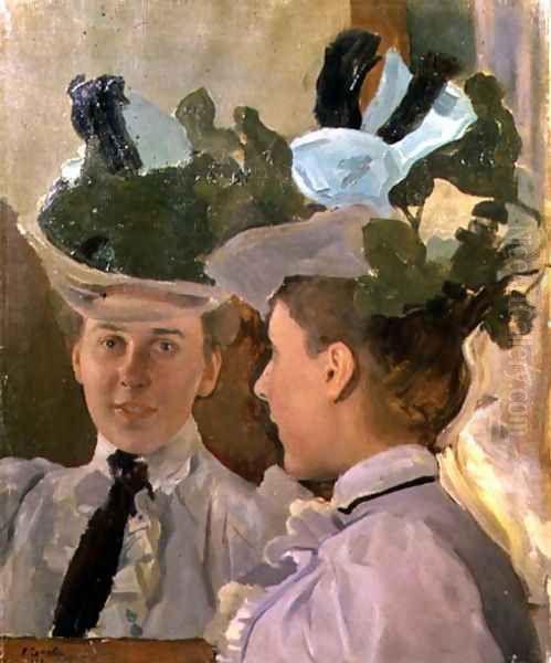 Lady at the Mirror, 1898 Oil Painting by Konstantin Andreevic Somov