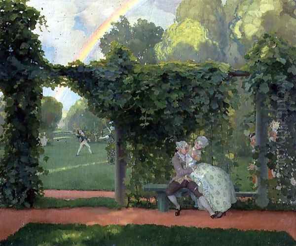 The Ridiculed Kiss, 1908 Oil Painting by Konstantin Andreevic Somov