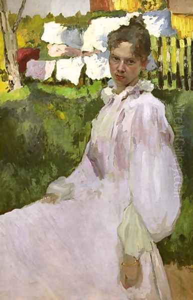 Portrait of Mrs N.F. Ober, 1896 Oil Painting by Konstantin Andreevic Somov