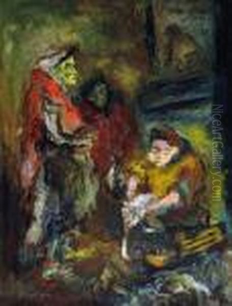 The Chicken Market Oil Painting by Issachar ber Ryback