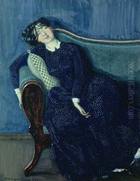 Sleeping woman in blue, 1903 Oil Painting by Konstantin Andreevic Somov