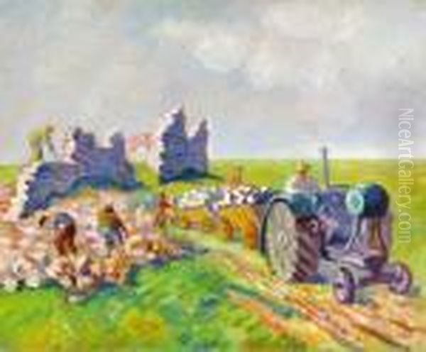 Builders At The Kolkhoz Oil Painting by Issachar ber Ryback