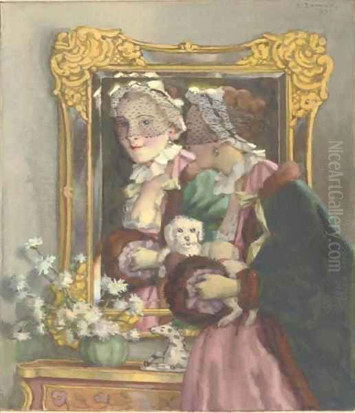 A fair reflection Oil Painting by Konstantin Andreevic Somov