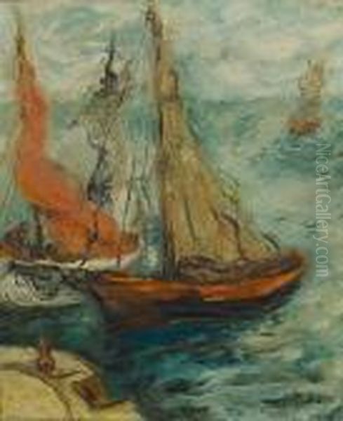 Harbour Scene Oil Painting by Issachar ber Ryback