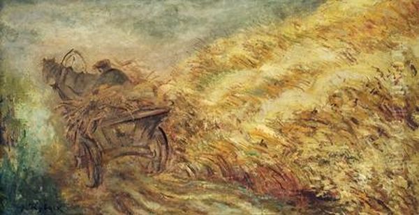 Jewish Peasant In Cornfield Oil Painting by Issachar ber Ryback