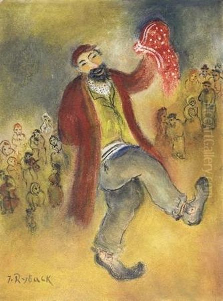 Dancing In The Town Oil Painting by Issachar ber Ryback