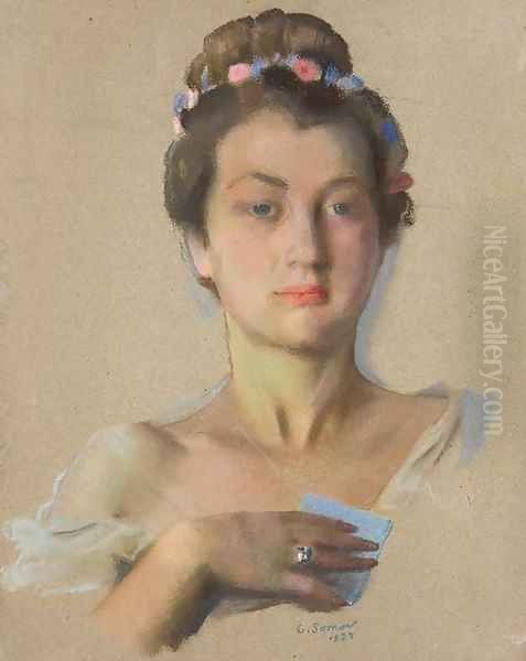 Portrait of Aleksandra Levchenko Oil Painting by Konstantin Andreevic Somov