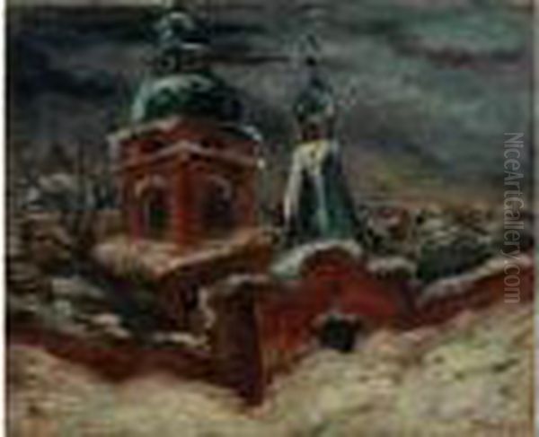 Vue D'une Eglise Orthodoxe Pres De Moscou Oil Painting by Issachar ber Ryback