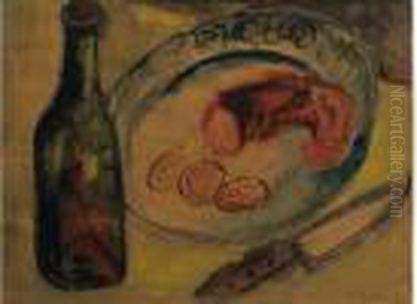 Nature Morte A La Bouteille Oil Painting by Issachar ber Ryback