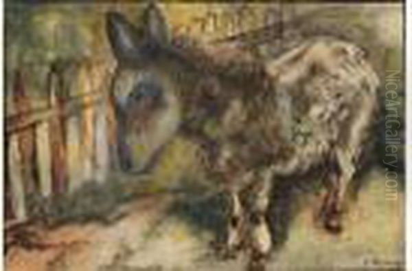 Village Donkey Oil Painting by Issachar ber Ryback