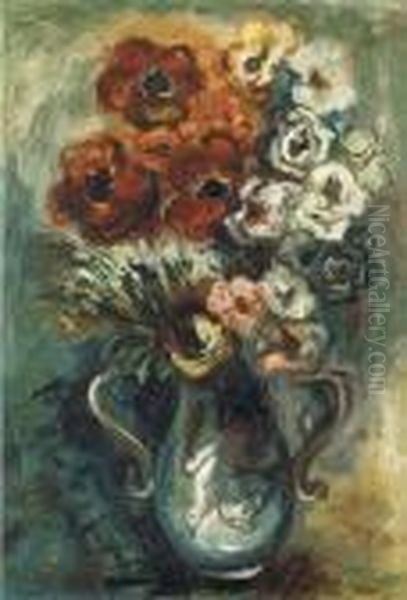 Les Anemones Oil Painting by Issachar ber Ryback