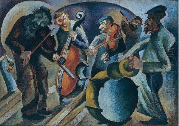 Jewish Musicians Oil Painting by Issachar ber Ryback