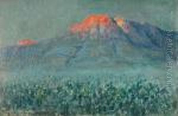 Etna Oil Painting by Bronislawa Rychter-Janowska