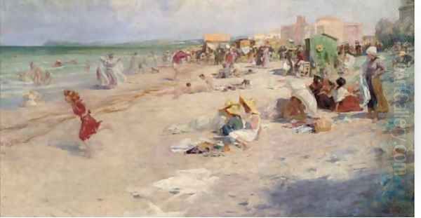 A day at the seaside Oil Painting by Alois Hans Schram