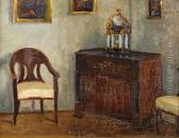 W Salonie Oil Painting by Bronislawa Rychter-Janowska