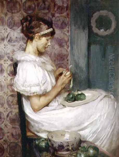 Forbidden Fruit Oil Painting by James Jebusa Shannon