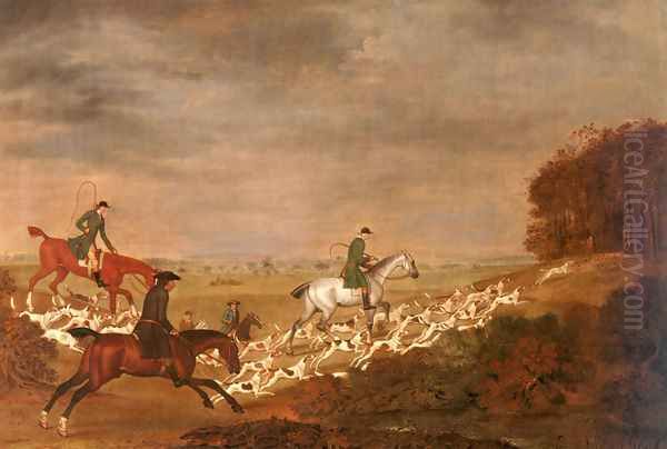 Going To Cover; Sir William Jolliffe With His Hounds Riding Toward A Covert Oil Painting by James Seymour