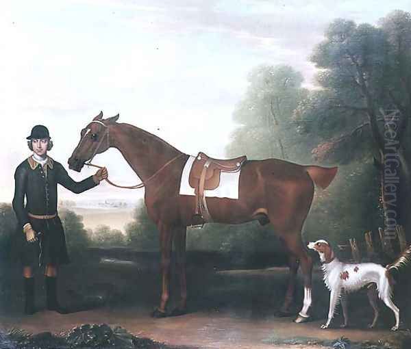 Lord Portmans Snap held by groom with dog Oil Painting by James Seymour