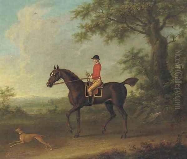 Sedbury, with jockey up, and a greyhound Oil Painting by James Seymour